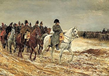Historisches Gemälde zeigt Napoleon zu Pferde